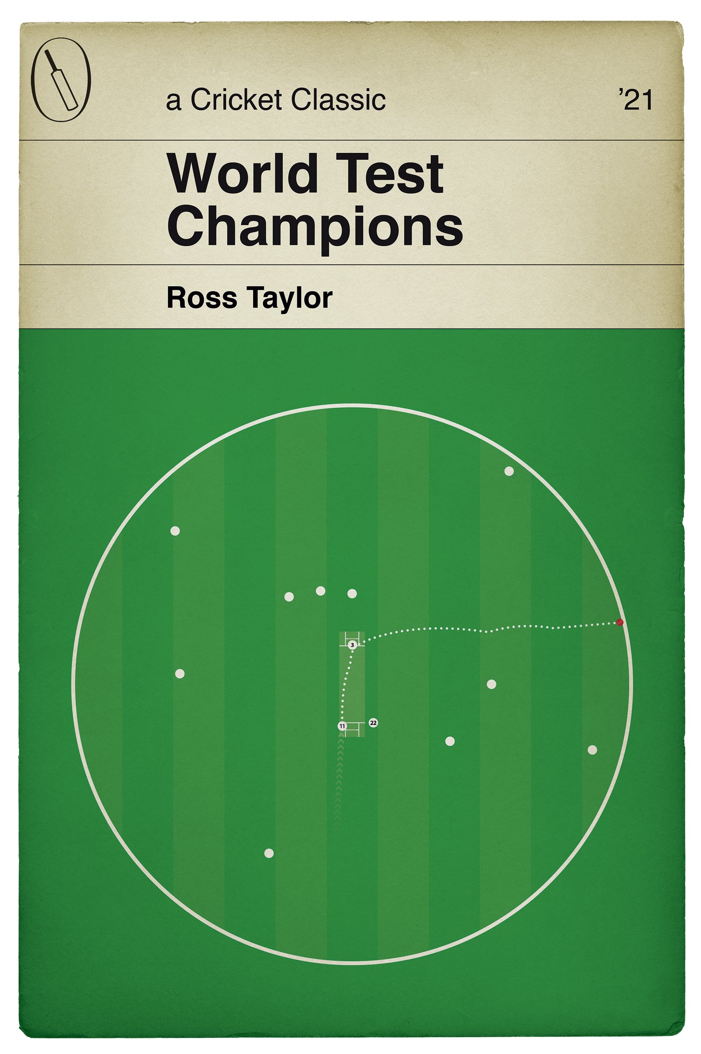 Ross Taylor winning runs for New Zealand - World Test Champions 2021 - New Zealand v India - Cricket Print - Book Cover Art (Various Sizes)