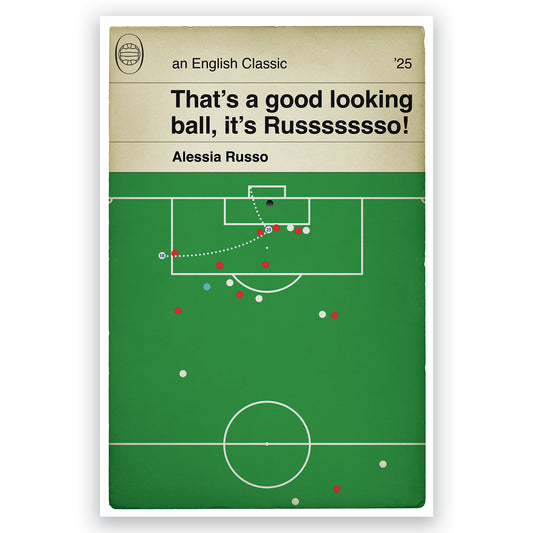 England 1 Spain 1 - Euro 2025 Final - Alessia Russo Equaliser - Commentary Version - Goal Book Cover - Lionesses Fan Present (Various Sizes)