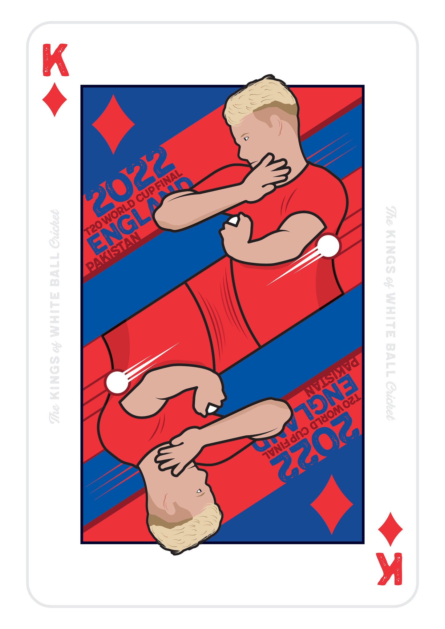 England Cricket - The Kings of White Ball Cricket - World Cup Winners - ODI World Cup 2019 and T20 World Cup 2022 - Playing Cards Poster - Various Sizes