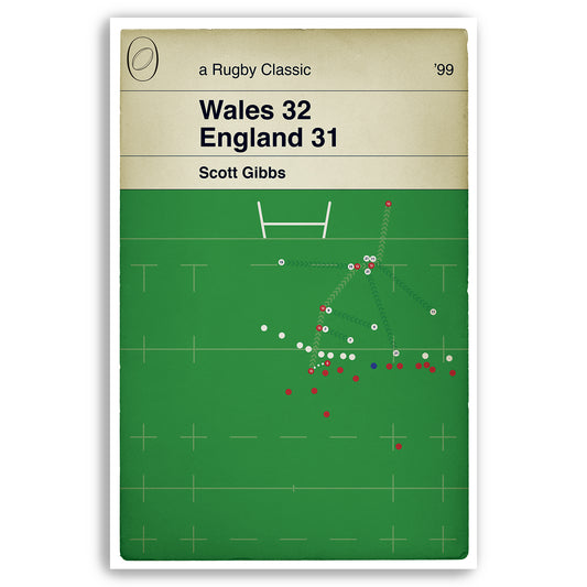 Scott Gibbs Winning Try - Wales 32 England 31 - Rugby Print - Five Nations 1999 - Book Cover Poster (Various Sizes)