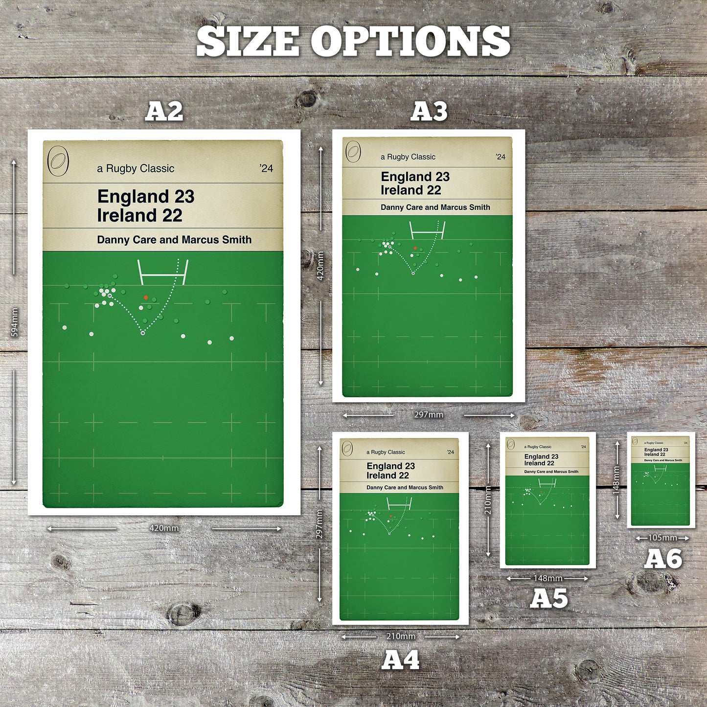 England 23 Ireland 22 - Marcus Smith Drop Goal - Danny Care 100th Test - Six Nations 2024 - Rugby Book Cover Print (Various Sizes)