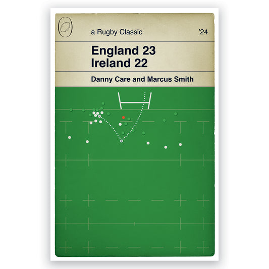 England 23 Ireland 22 - Marcus Smith Drop Goal - Danny Care 100th Test - Six Nations 2024 - Rugby Book Cover Print (Various Sizes)