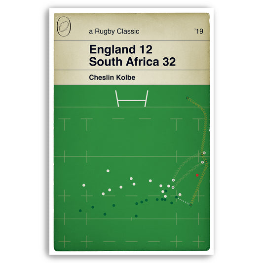 South Africa 32 England 12 - Cheslin Kolbe Try - World Cup Final 2019 - Rugby Poster - Classic Book Cover (Various Sizes)