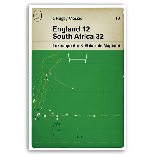 South Africa 32 England 12 - Makazole Mapimpi Try - Rugby Print - World Cup Final 2019 - Classic Book Cover Poster (Various Sizes)