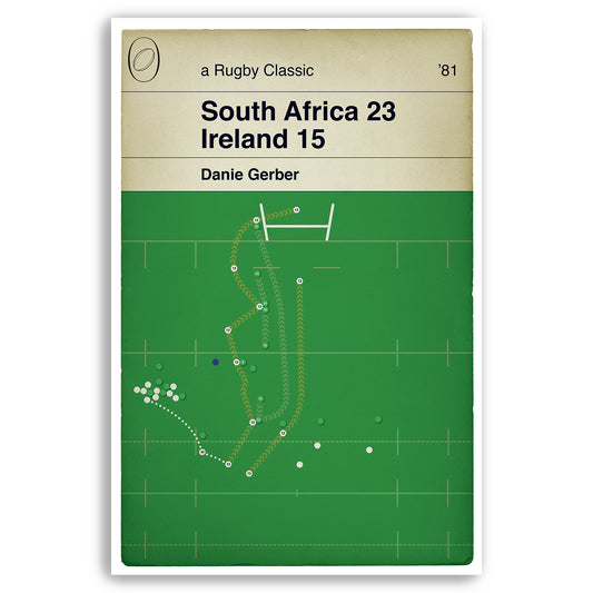 Danie Gerber Try - South Africa 23 Ireland 15 - 1st Test at Newlands, Cape Town 1981 - Rugby Poster - Classic Book Cover (Various Sizes)
