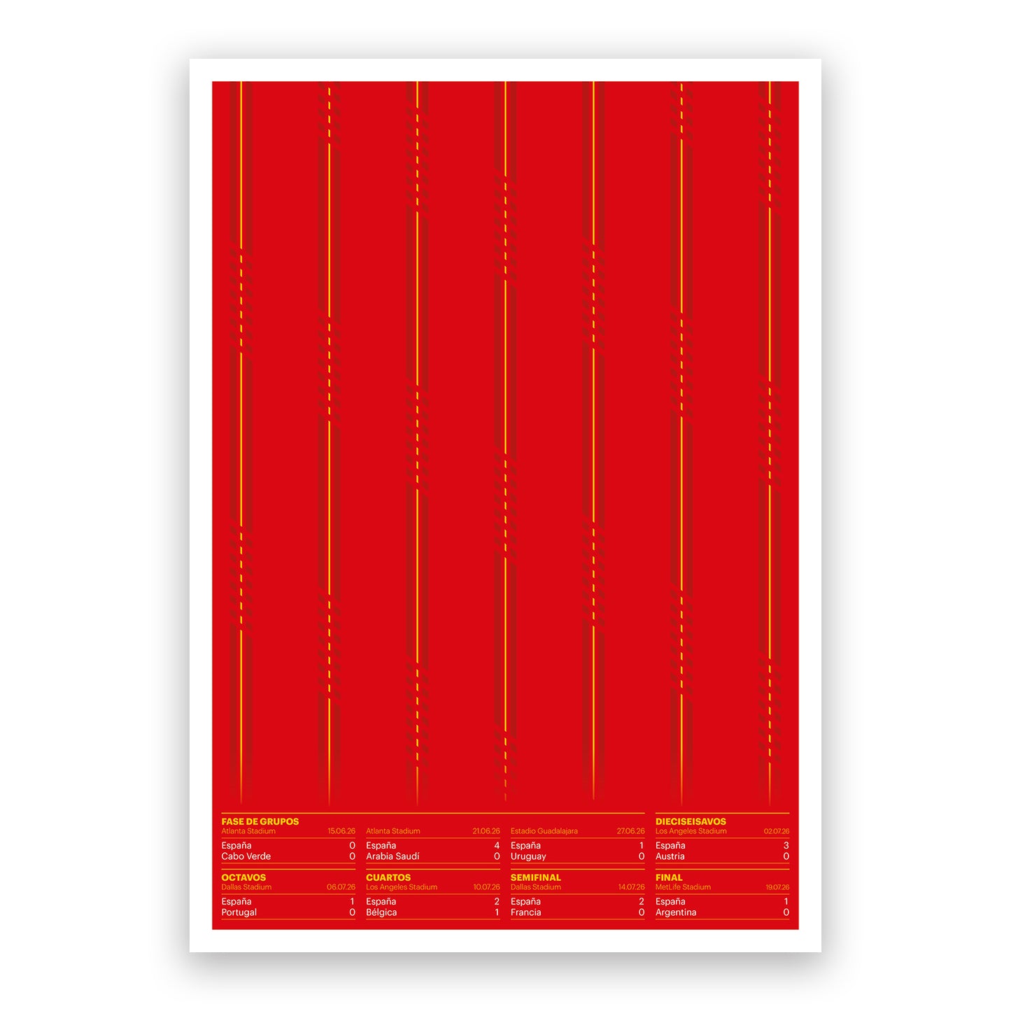 Spain 2026 World Champions Poster - Minimalist Football Kit Art - Route to the Final Decor