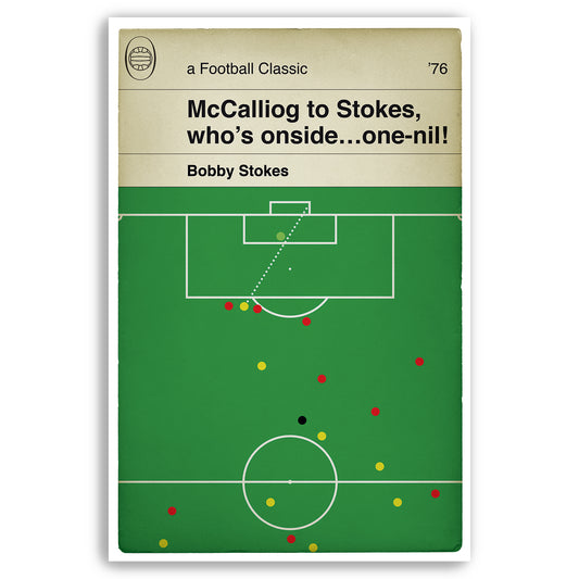Bobby Stokes winning goal for Southampton v Manchester United in the 1976 FA Cup Final - Football Print - Classic Book Cover Poster (Various Sizes)