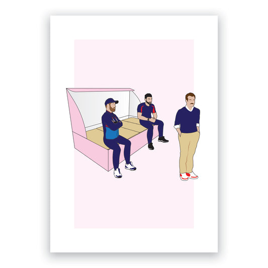 Biscuits with the Boss - Soccer Bench - Minimal Television Series Poster - Unofficial Illustrated Print - Football Gift (Various Sizes)