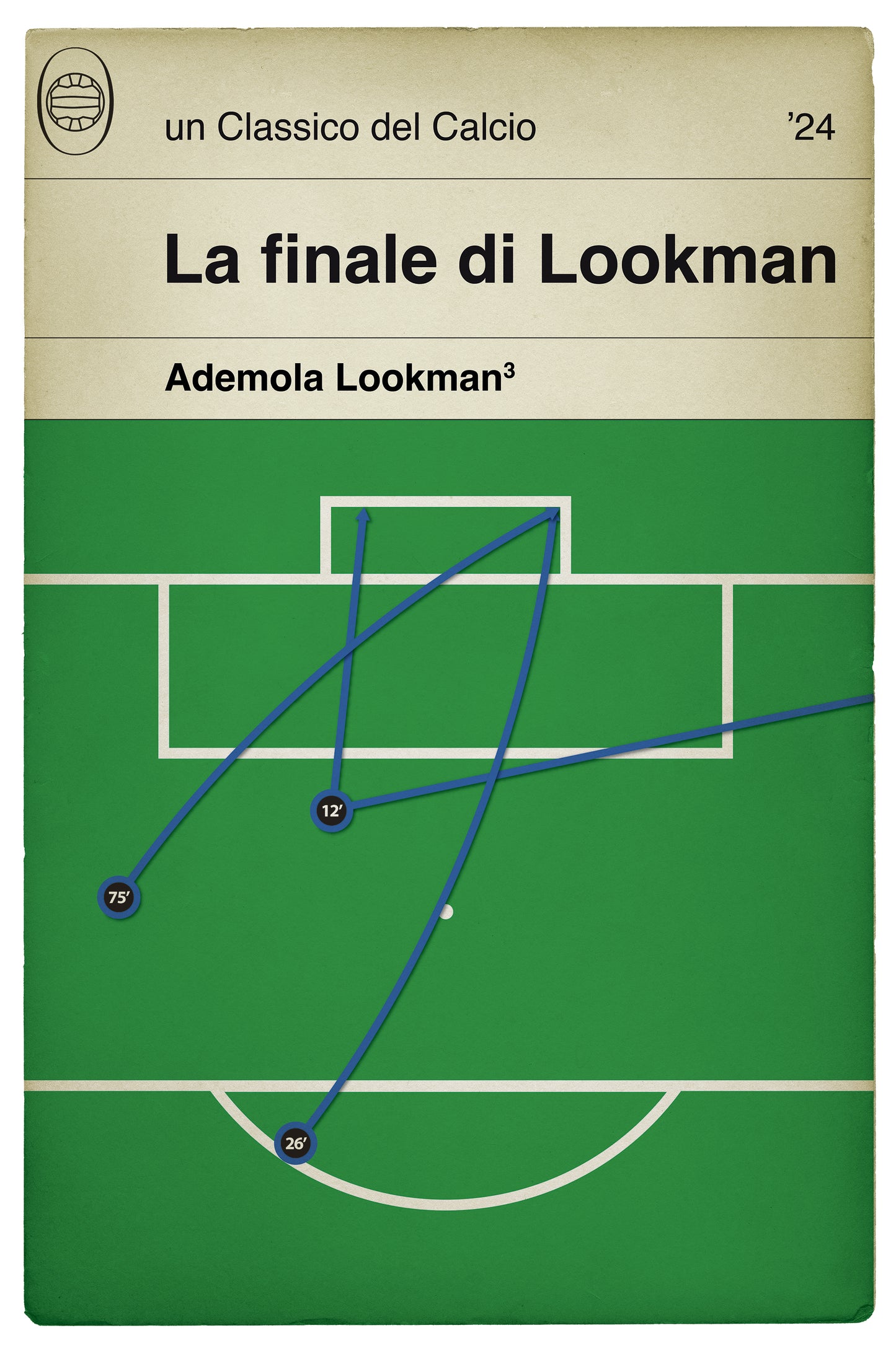 Atalanta Europa League Champions 2024 - Ademola Lookman Hat-trick - All 3 goals - Atalanta 3 Bayer Leverkusen 0 - Book Cover Poster - Various Sizes