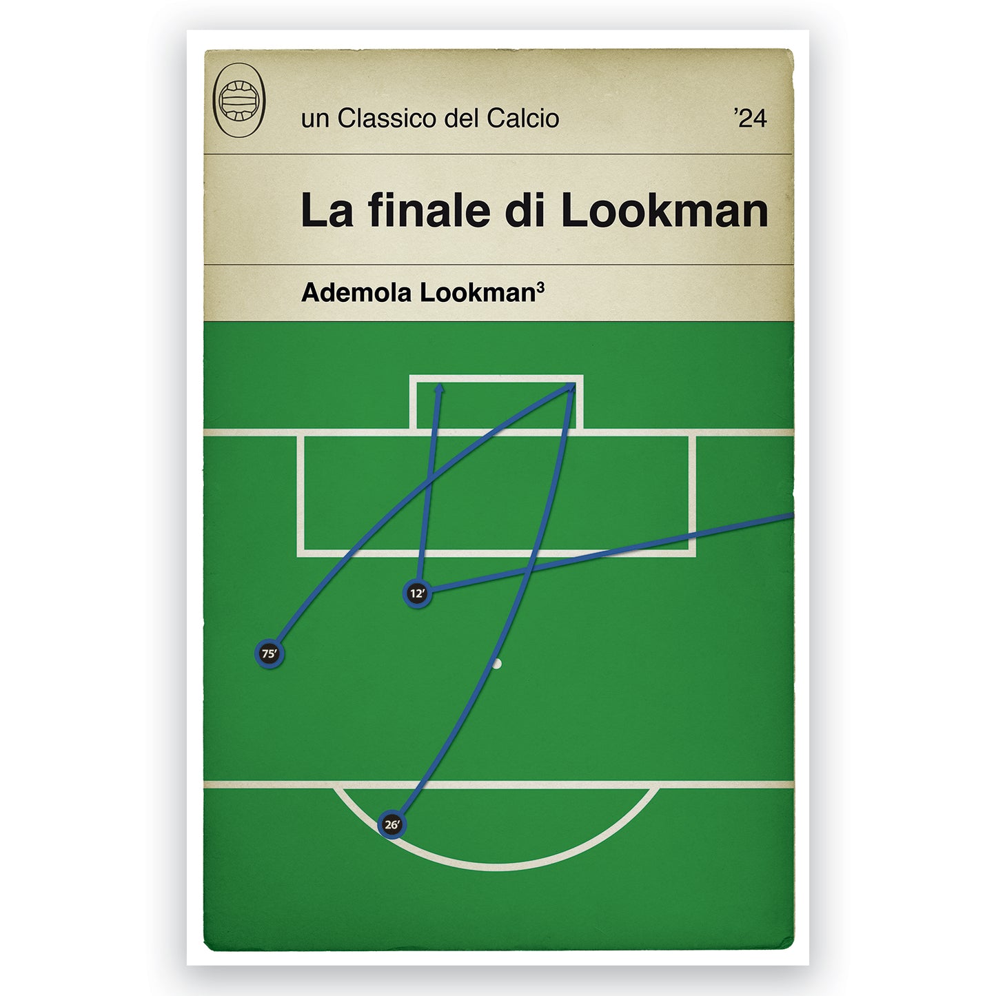 Atalanta Europa League Champions 2024 - Ademola Lookman Hat-trick - All 3 goals - Atalanta 3 Bayer Leverkusen 0 - Book Cover Poster - Various Sizes