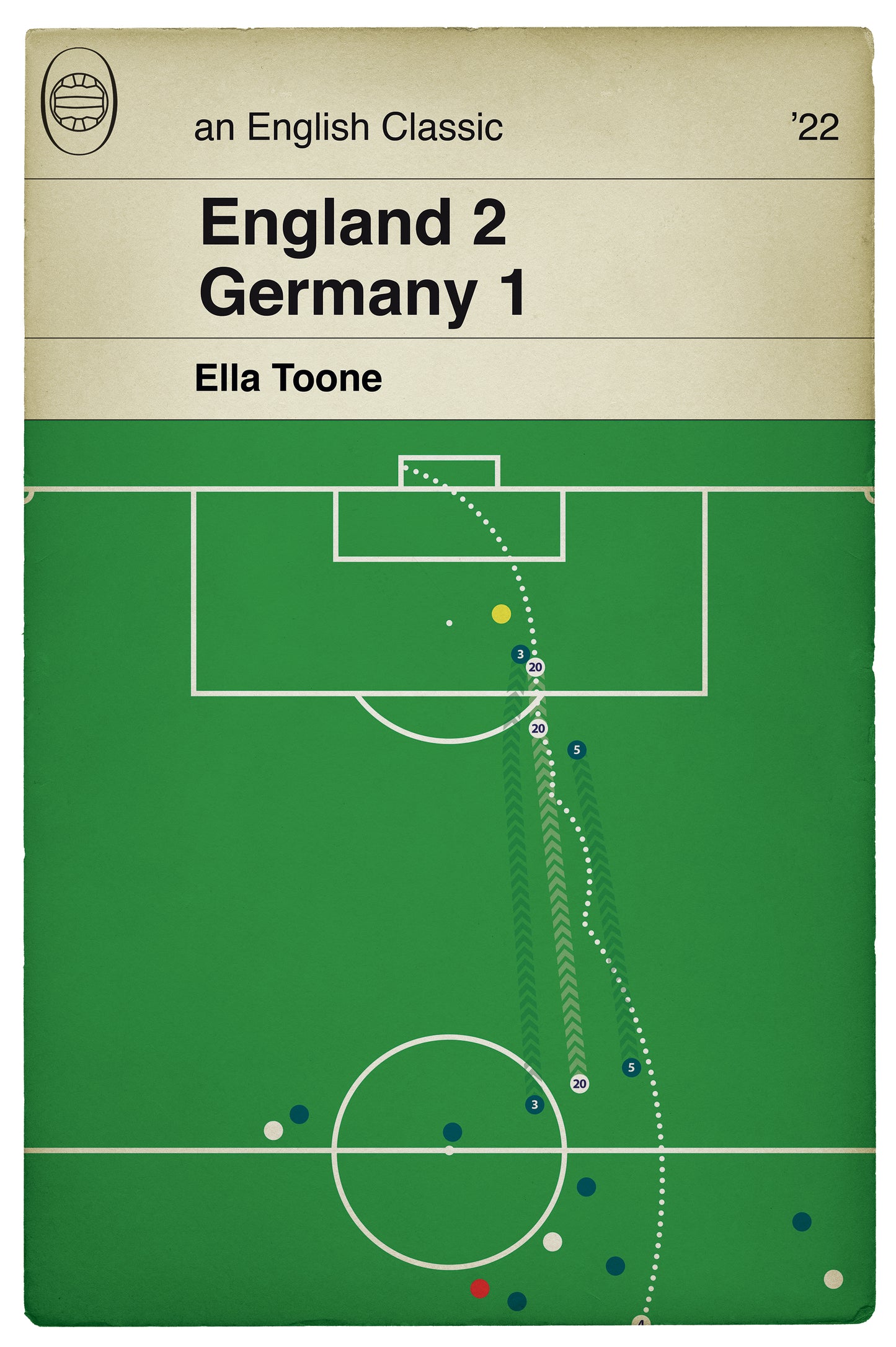 Ella Toone Goal - England 2 Germany 1 - Women's Euro Final 2022 - Football Print - Classic Book Cover Print (Various Sizes)