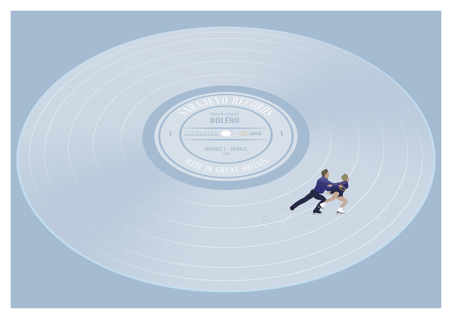 Ravel's Bolero - Torvill and Dean - Winter Olympics 1984 - Vinyl Record Art Print (Various Sizes)