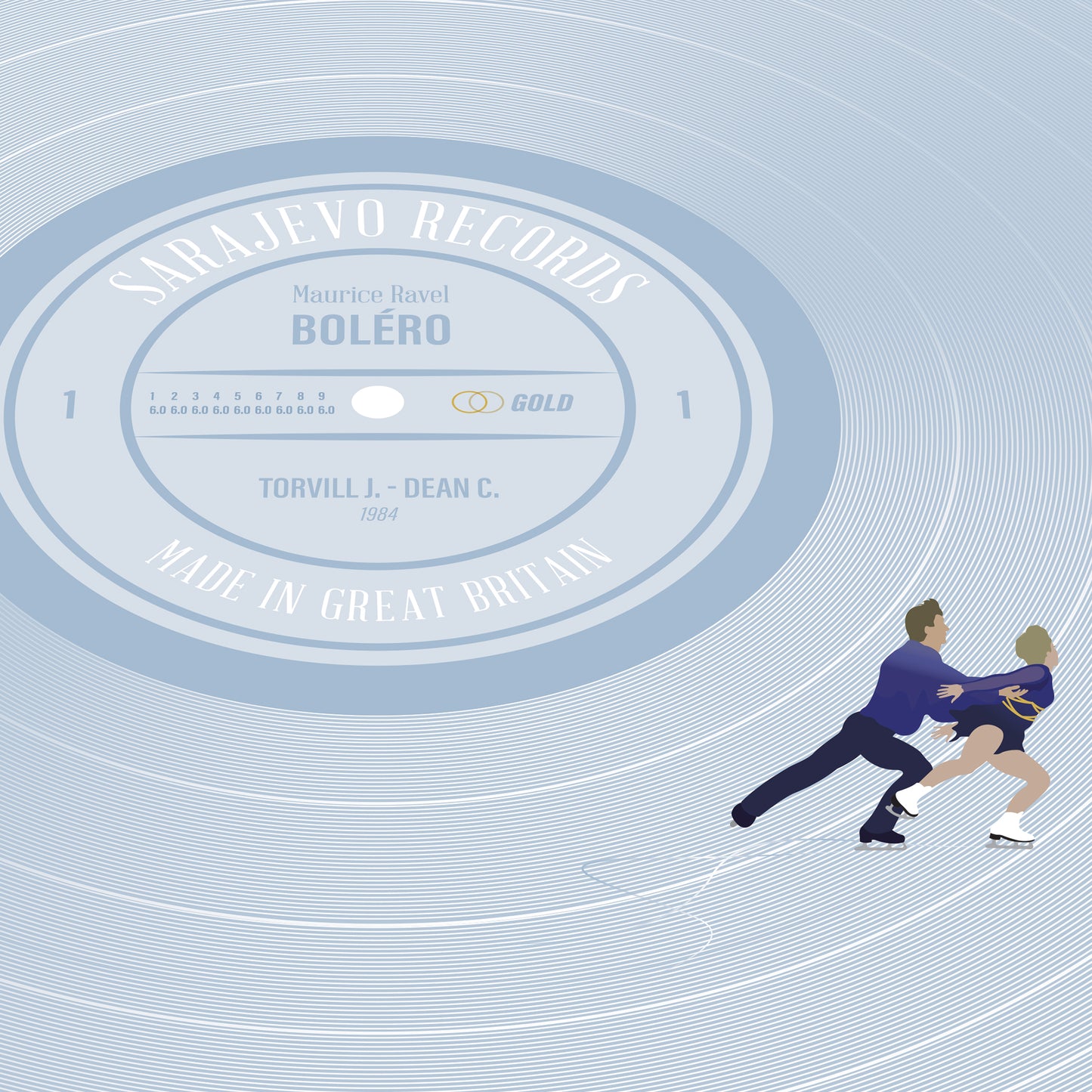 Ravel's Bolero - Torvill and Dean - Winter Olympics 1984 - Vinyl Record Art Print (Various Sizes)