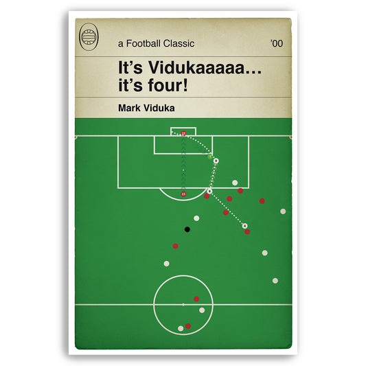 Mark Viduka Fourth Goal v Liverpool - Leeds United 4 Liverpool 3 - Premier League 2000 - Leeds Winner - Book Cover Print (Various sizes)