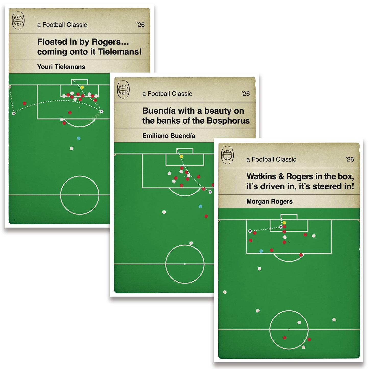 Aston Villa Europa League Final Goals - Football Gift Set of 3