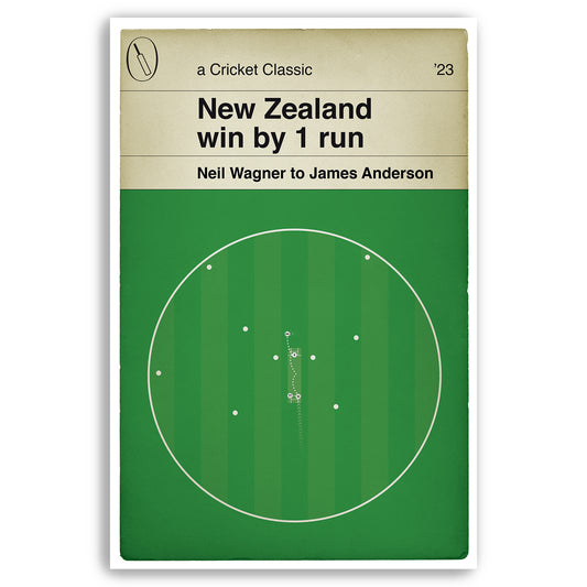 New Zealand Cricket - New Zealand beat England by 1 run - Neil Wagner Winning Wicket - 2nd Test 2023 - Cricket Print - Classic Book Cover Poster (Various Sizes)