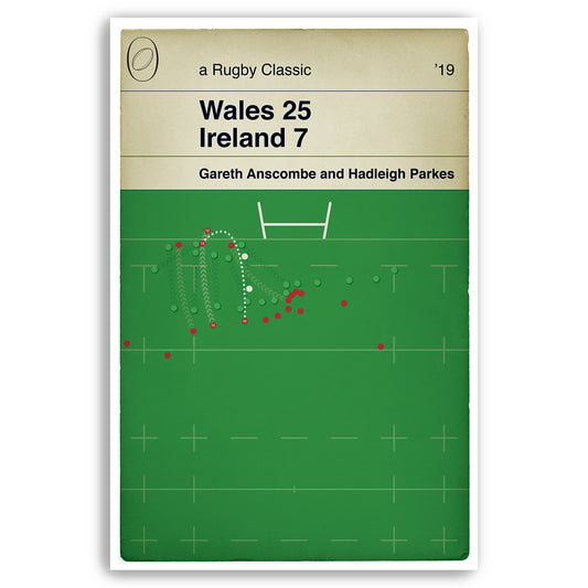 Wales 25 Ireland 7 - Hadleigh Parkes Try - Six Nations 2019 - Grand Slam - Rugby Print - Classic Book Cover Poster (Various Sizes)
