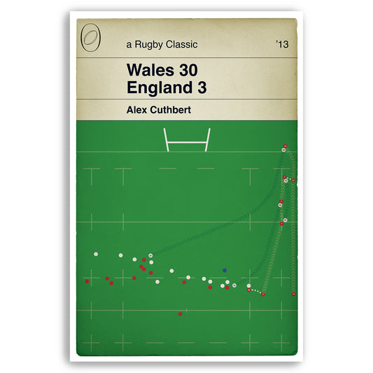 Wales 30 England 3 - Alex Cuthbert Second Try - Rugby Print - Six Nations 2013 - Book Cover Poster (Various Sizes)
