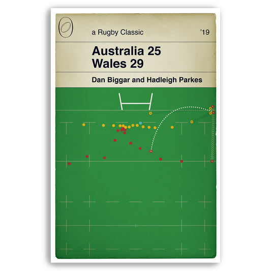 Australia 25 Wales 29 - Hadleigh Parkes Try - Dan Biggar Kick - World Cup 2019 - Rugby Print - Classic Book Cover Poster (Various Sizes)
