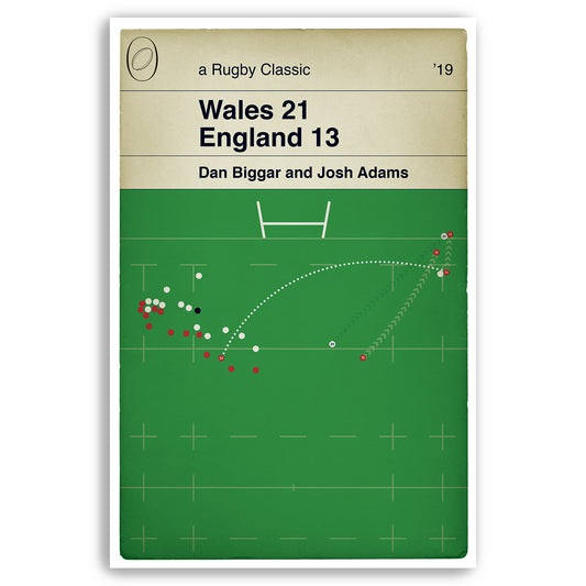 Wales 21 England 13 - Josh Adams Try - Dan Biggar Kick - Six Nations 2019 - Rugby Print - Classic Book Cover Poster (Various Sizes)