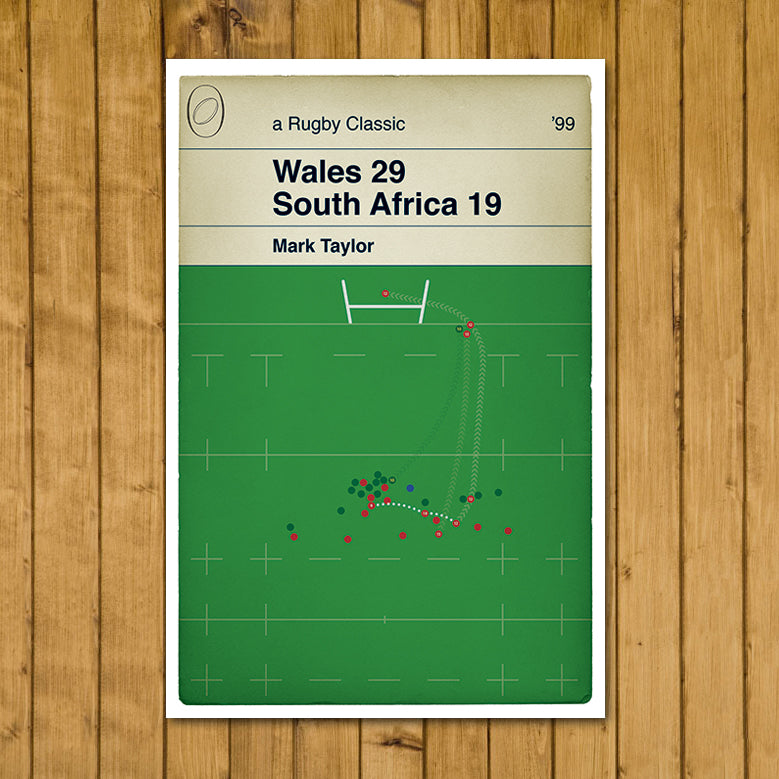 First Ever Try at the Millennium Stadium 1999 - Wales 29 South Africa 19 - Mark Taylor Try - Rugby Print - Book Cover Poster (Various Sizes)