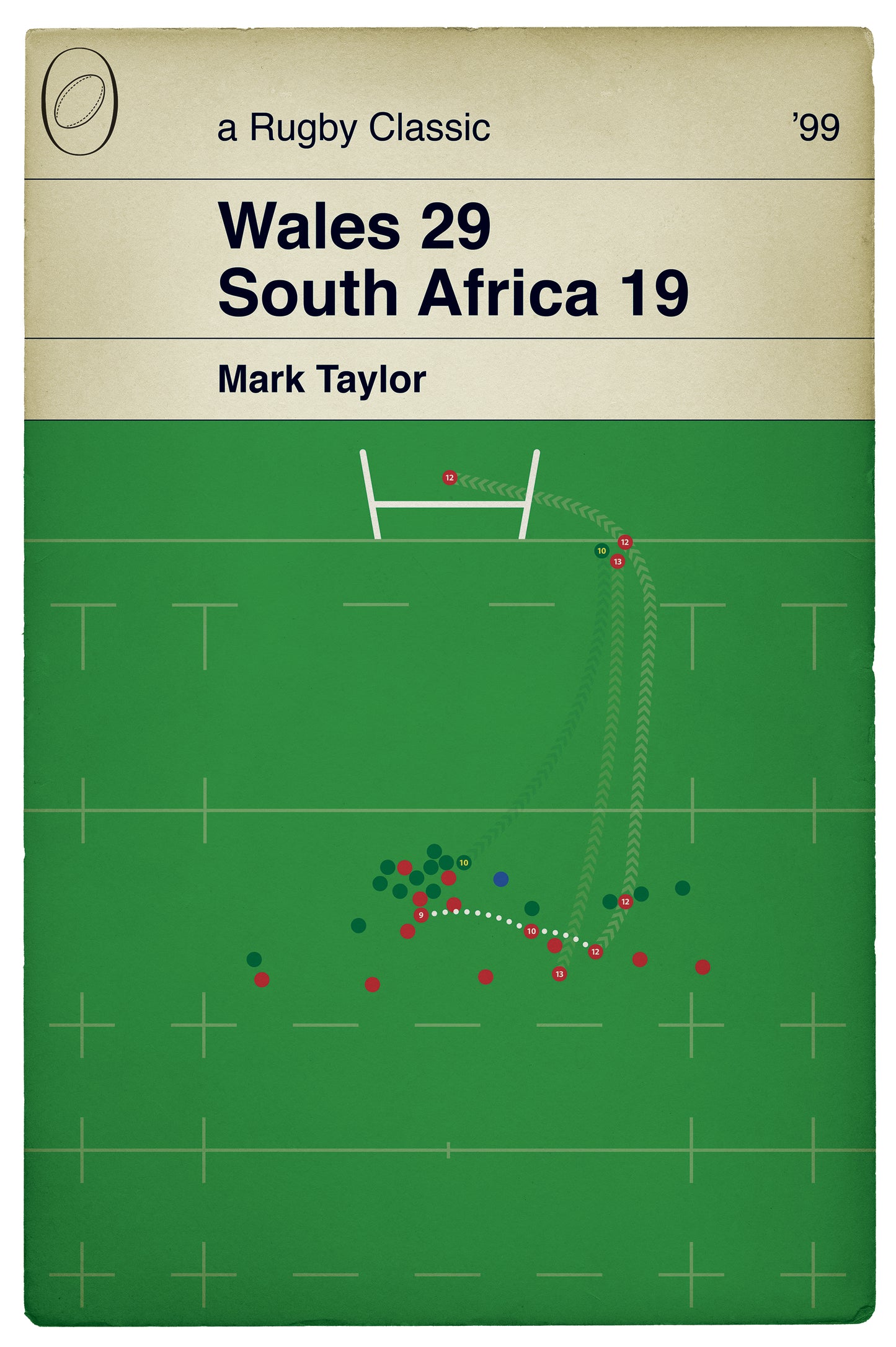 First Ever Try at the Millennium Stadium 1999 - Wales 29 South Africa 19 - Mark Taylor Try - Rugby Print - Book Cover Poster (Various Sizes)