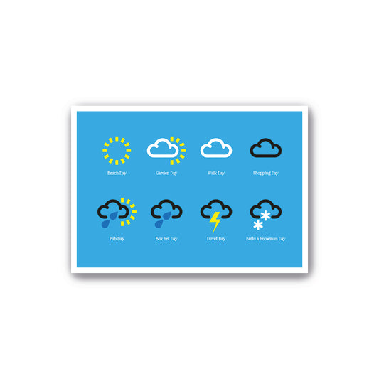 Weather Days - What to Do Edition - Weather Forecast Icons - Home Art - Sun, Rain, Snow - Boxset Day, Duvet Day, Beach Day  - Various Sizes