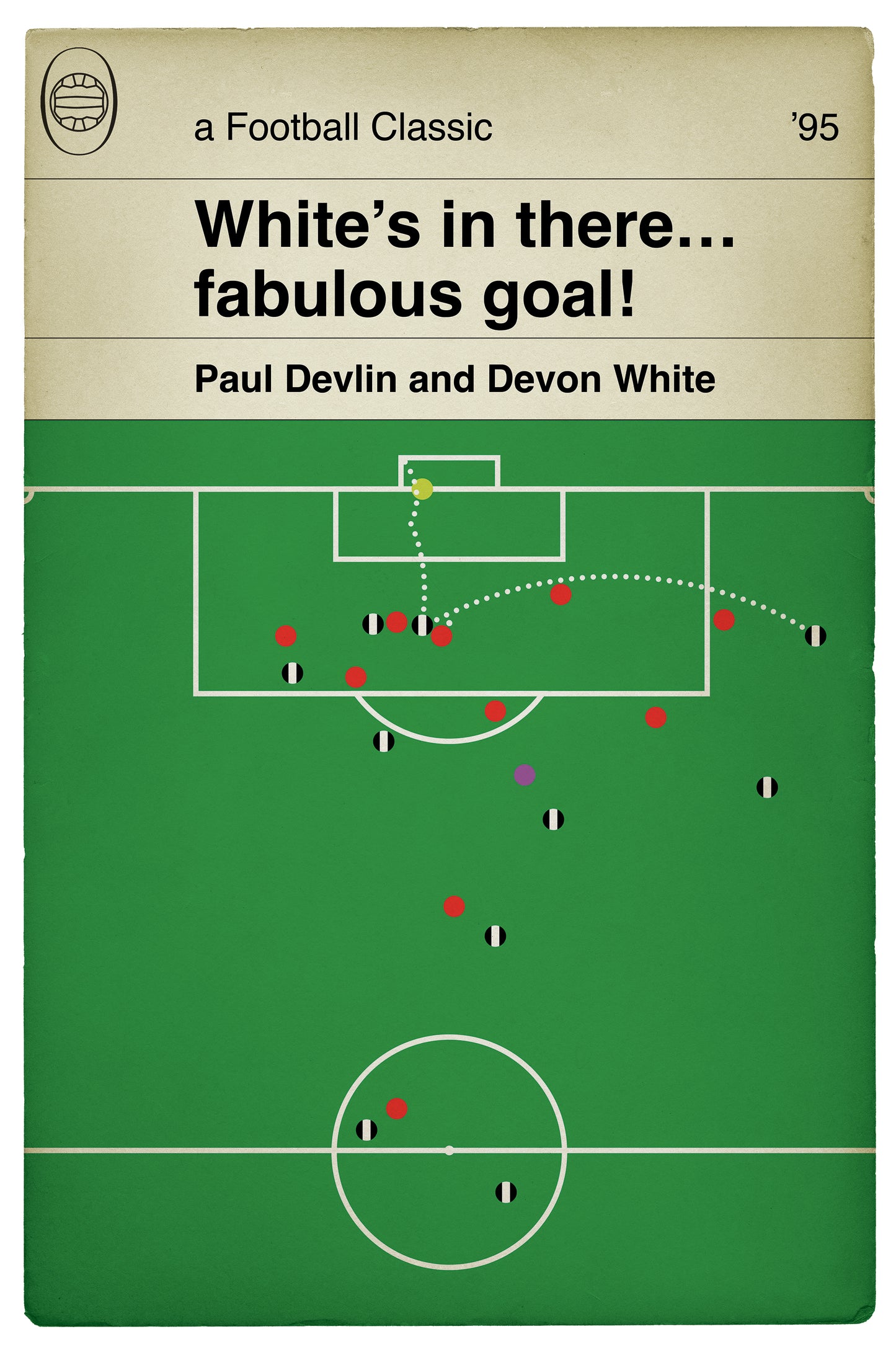 Notts County winner v Ascoli - Devon White Goal - 1995 Anglo-Italian Cup Final at Wembley - Classic Book Cover Poster (Various Sizes)