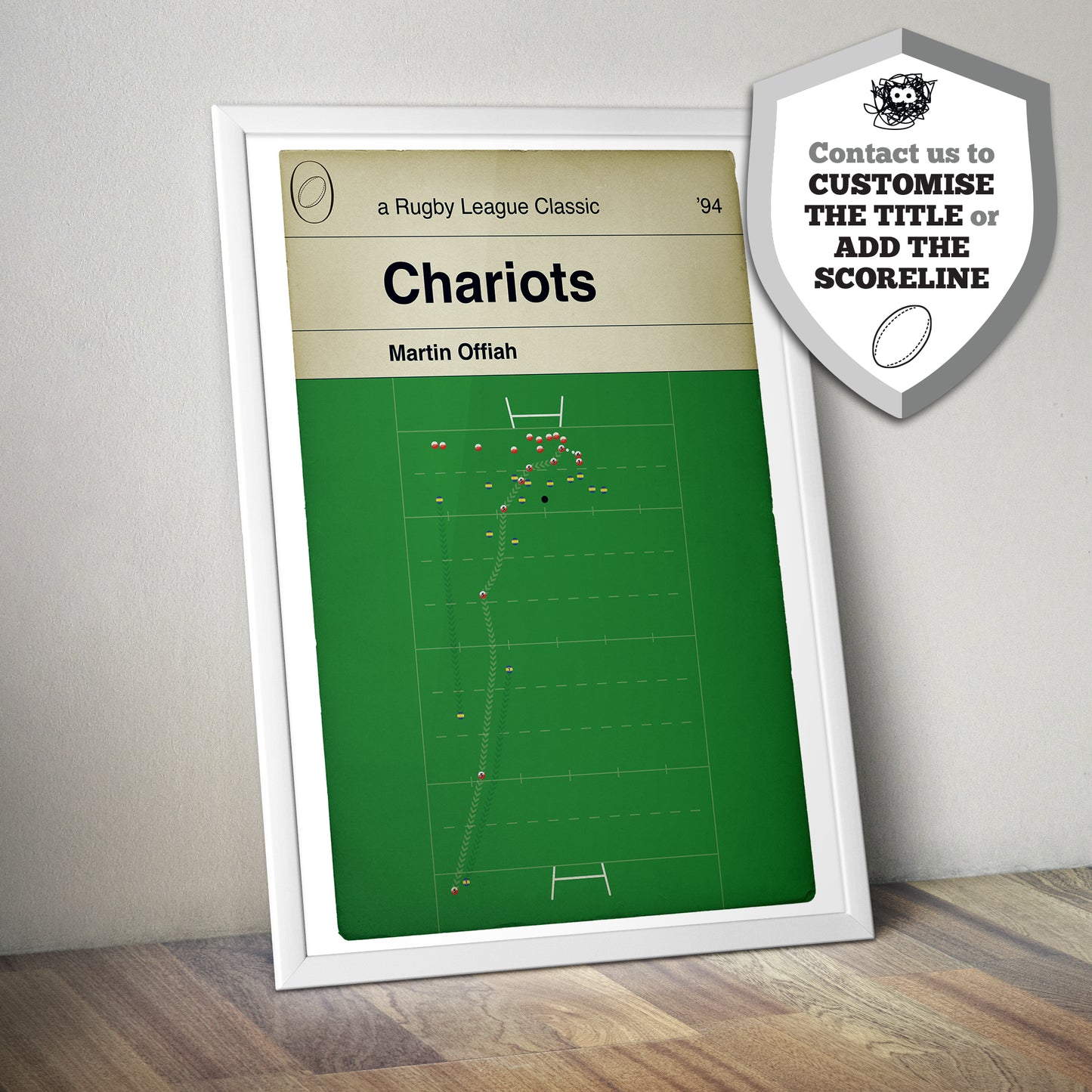 Martin Offiah Try - Chariots - Wigan 26 Leeds 16 - Challenge Cup Final 1994 - Rugby League Book Cover Print - Rugby Fan Gift (Various Sizes)