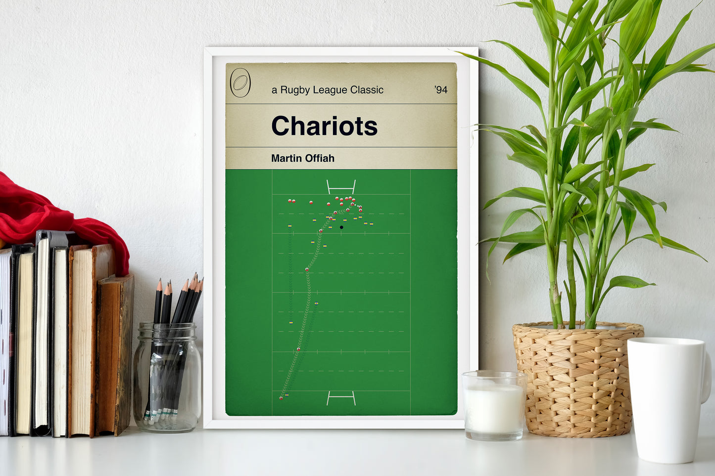 Martin Offiah Try - Chariots - Wigan 26 Leeds 16 - Challenge Cup Final 1994 - Rugby League Book Cover Print - Rugby Fan Gift (Various Sizes)