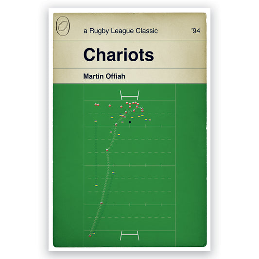 Martin Offiah Try - Chariots - Wigan 26 Leeds 16 - Challenge Cup Final 1994 - Rugby League Book Cover Print - Rugby Fan Gift (Various Sizes)