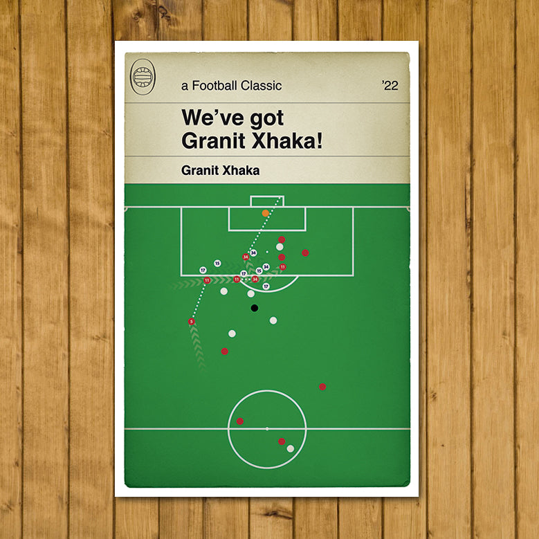 Granit Xhaka Goal v Spurs - Arsenal 3 Tottenham 1 - 2022 - We've got Granit Xhaka song - Book Cover Print - Football Gift (Various sizes)