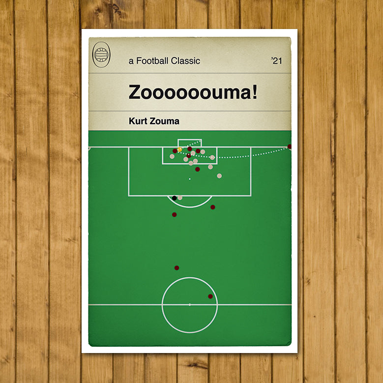 West Ham third goal v Liverpool - Kurt Zouma Goal - West Ham 3 Liverpool 2 - Zoooouma - Book Cover Poster - Football Gift (Various sizes)