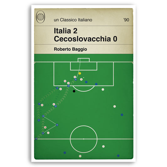 Roberto Baggio goal v Czechoslovakia - Italia v Cecoslovacchia - World Cup 1990 - Football Print - Italia Calcio - Italia Gol (Various Sizes)