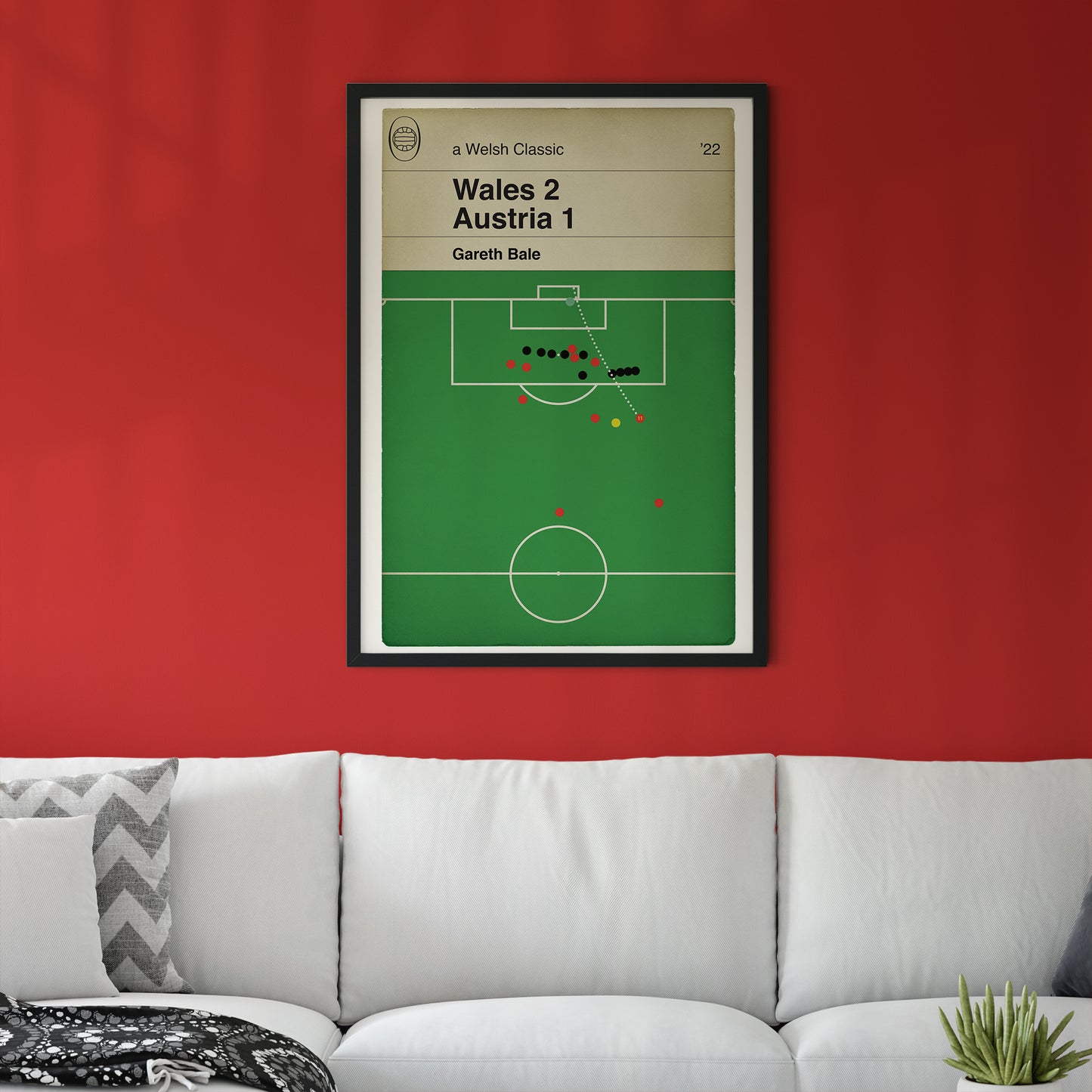 Wales 2 Austria 1 - Gareth Bale Goal - Free Kick - World Cup Play Off Semi Final - Classic Book Cover - Football Poster (Various sizes)