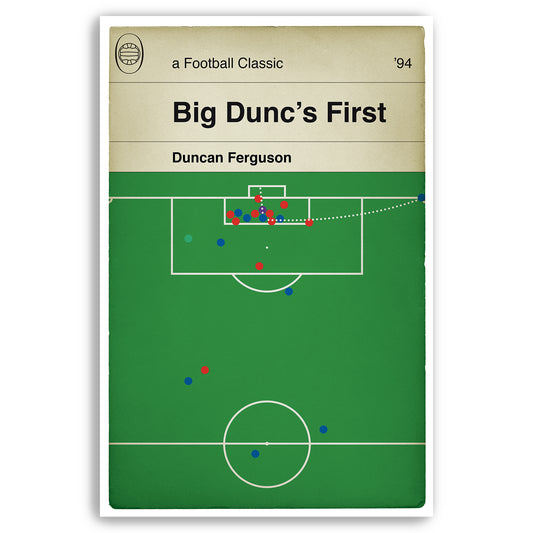 Everton goal v Liverpool in 1994 - Duncan Ferguson's First Goal - Big Dunc - Classic Book Cover Print - Football Gift (Various Sizes)