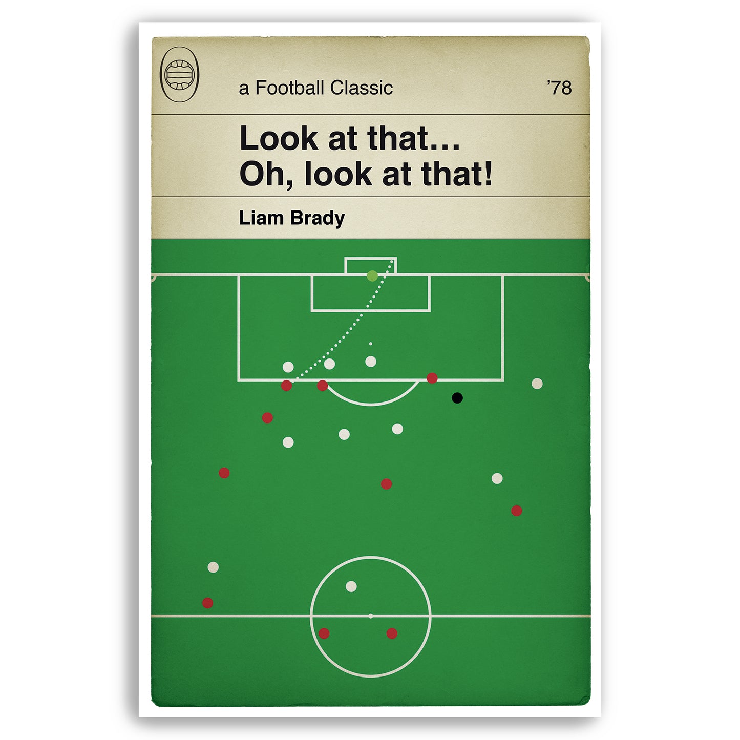 Arsenal Goal v Tottenham 1978 - Liam Brady Poster - Spurs 0 Arsenal 5 - Classic Book Cover Print - Football Gift (Various Sizes)