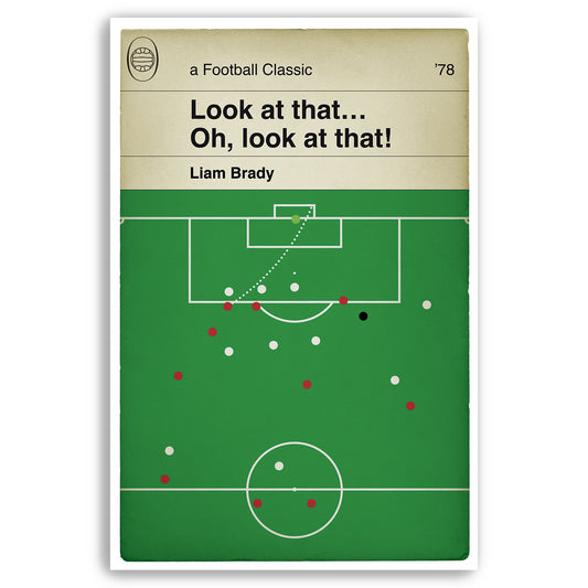 Arsenal Goal v Tottenham 1978 - Liam Brady Poster - Spurs 0 Arsenal 5 - Classic Book Cover Print - Football Gift (Various Sizes)