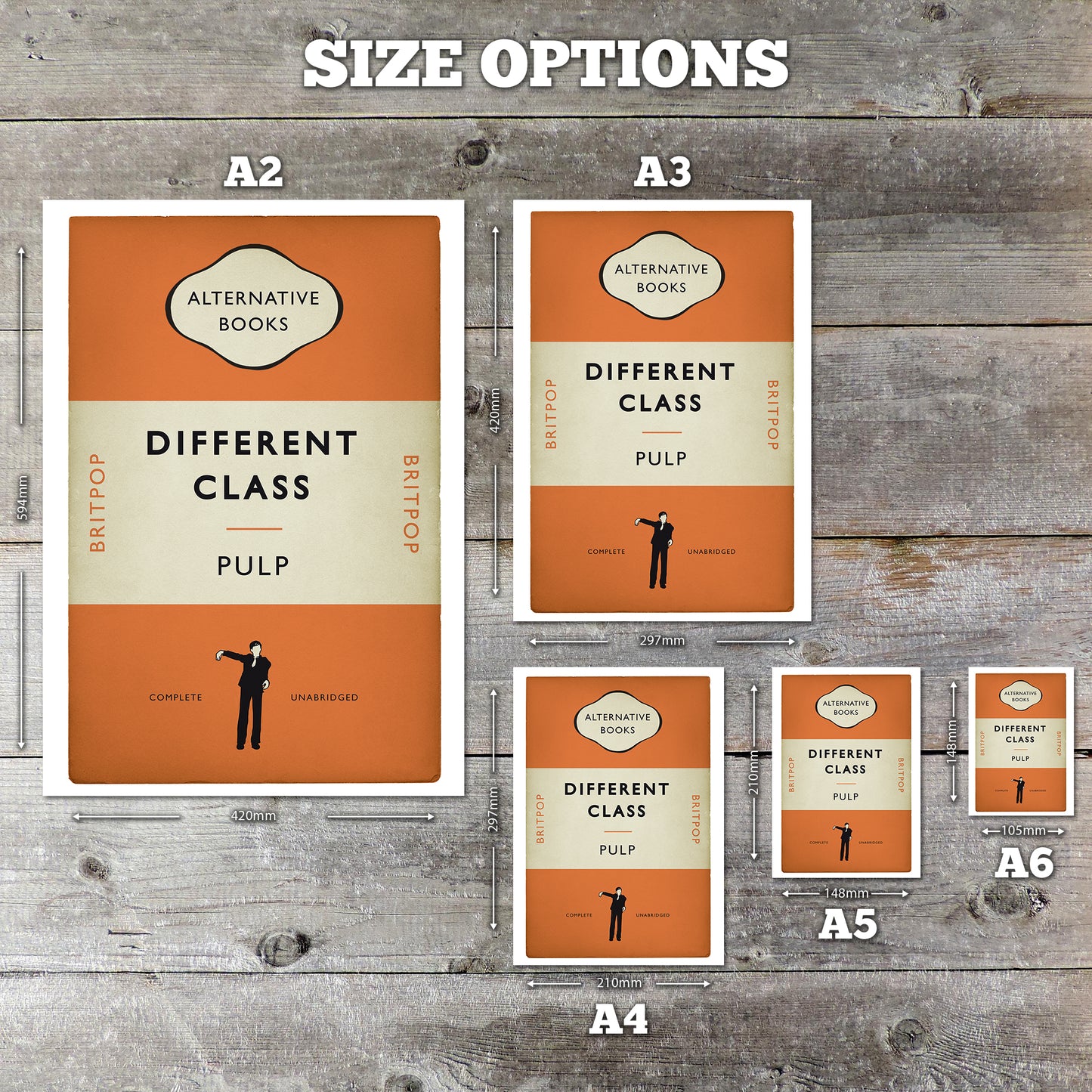 Pulp - Britpop Book Cover Poster - Different Class -  Alternative Book Cover Poster - Music Art (Various Sizes)