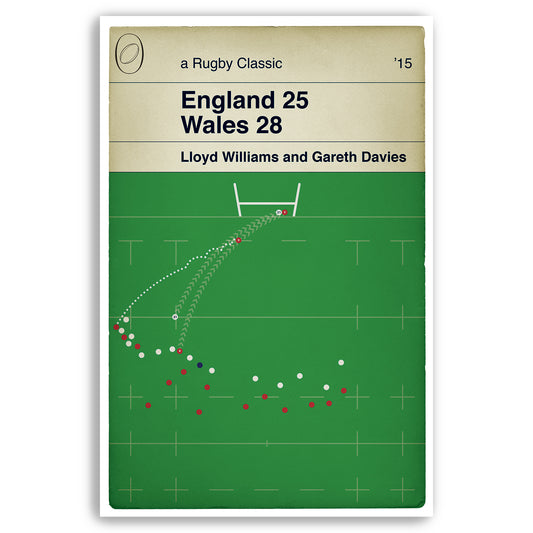 England 25 Wales 28 - Gareth Davies Try - World Cup 2015 - Rugby Print - Classic Book Cover Poster (Various Sizes Available)