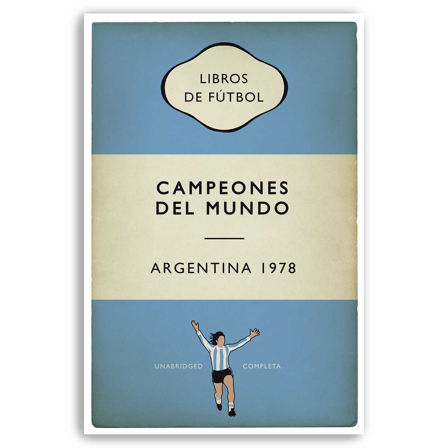 Argentina - Campeones Del Mundo - World Champions 1978 - Mario Kempes - Flag Book Cover Poster - Regalo de fútbol (Various Sizes)