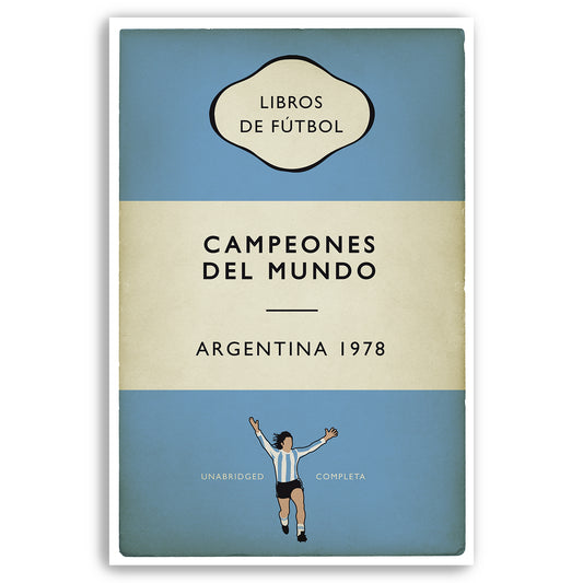 Argentina - Campeones Del Mundo - World Champions 1978 - Mario Kempes - Flag Book Cover Poster - Regalo de fútbol (Various Sizes)