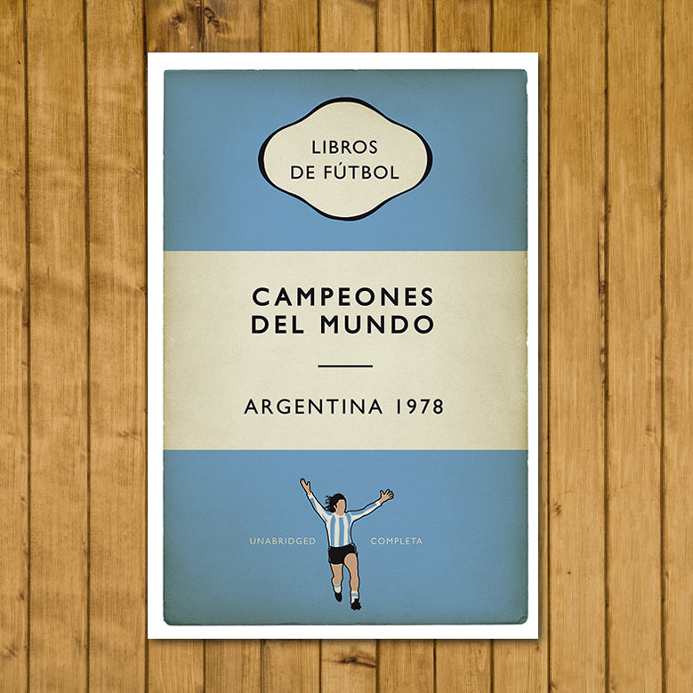 Argentina - Campeones Del Mundo - World Champions 1978 - Mario Kempes - Flag Book Cover Poster - Regalo de fútbol (Various Sizes)