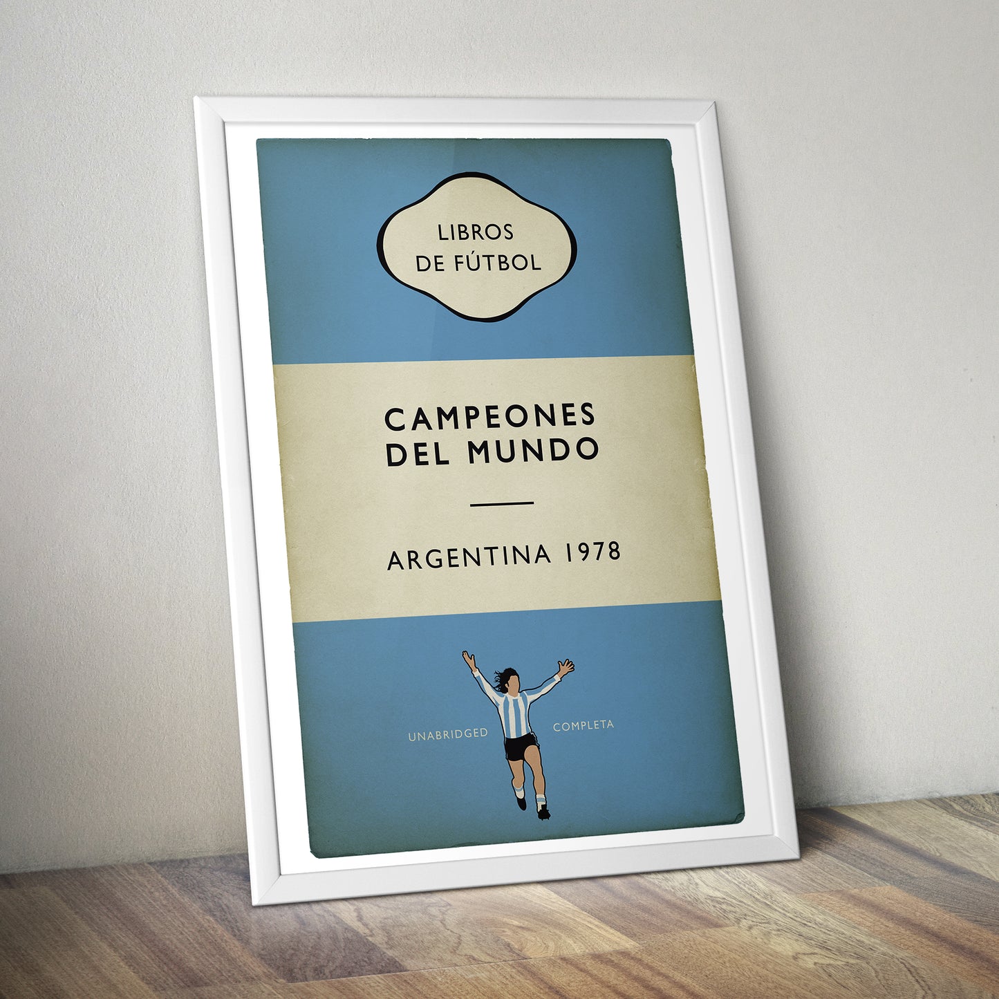 Argentina - Campeones Del Mundo - World Champions 1978 - Mario Kempes - Flag Book Cover Poster - Regalo de fútbol (Various Sizes)