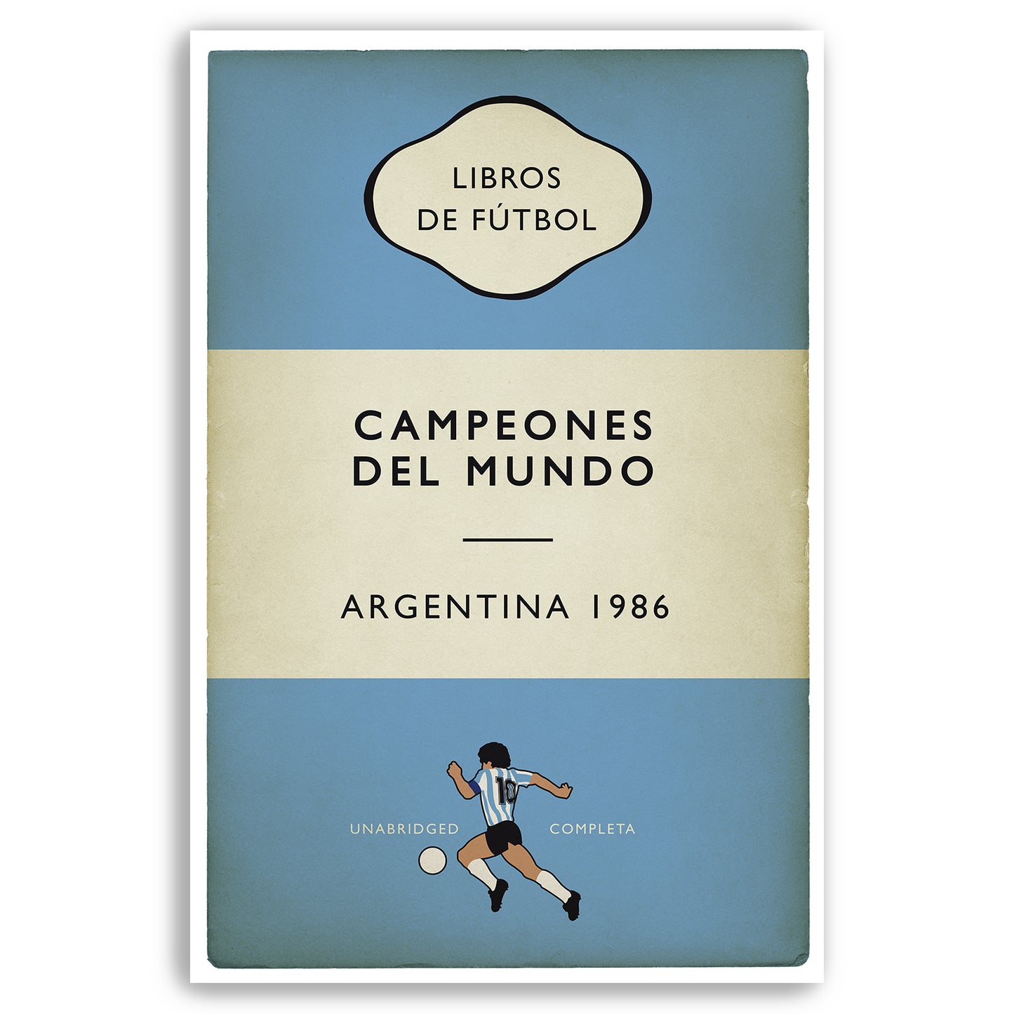 Argentina - Campeones Del Mundo - World Champions 1986 - Diego Maradona - Flag Book Cover Poster - Regalo de fútbol (Various Sizes)