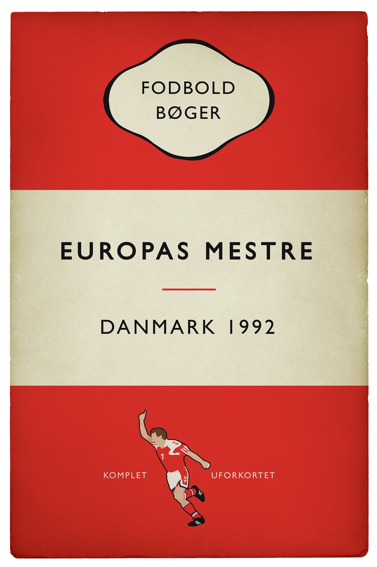 Danmark - Denmark - Europas Mestre - European Champions 1992 - Sweden 1992 - John Jensen - Danish Flag Book Cover Poster (Various Sizes)