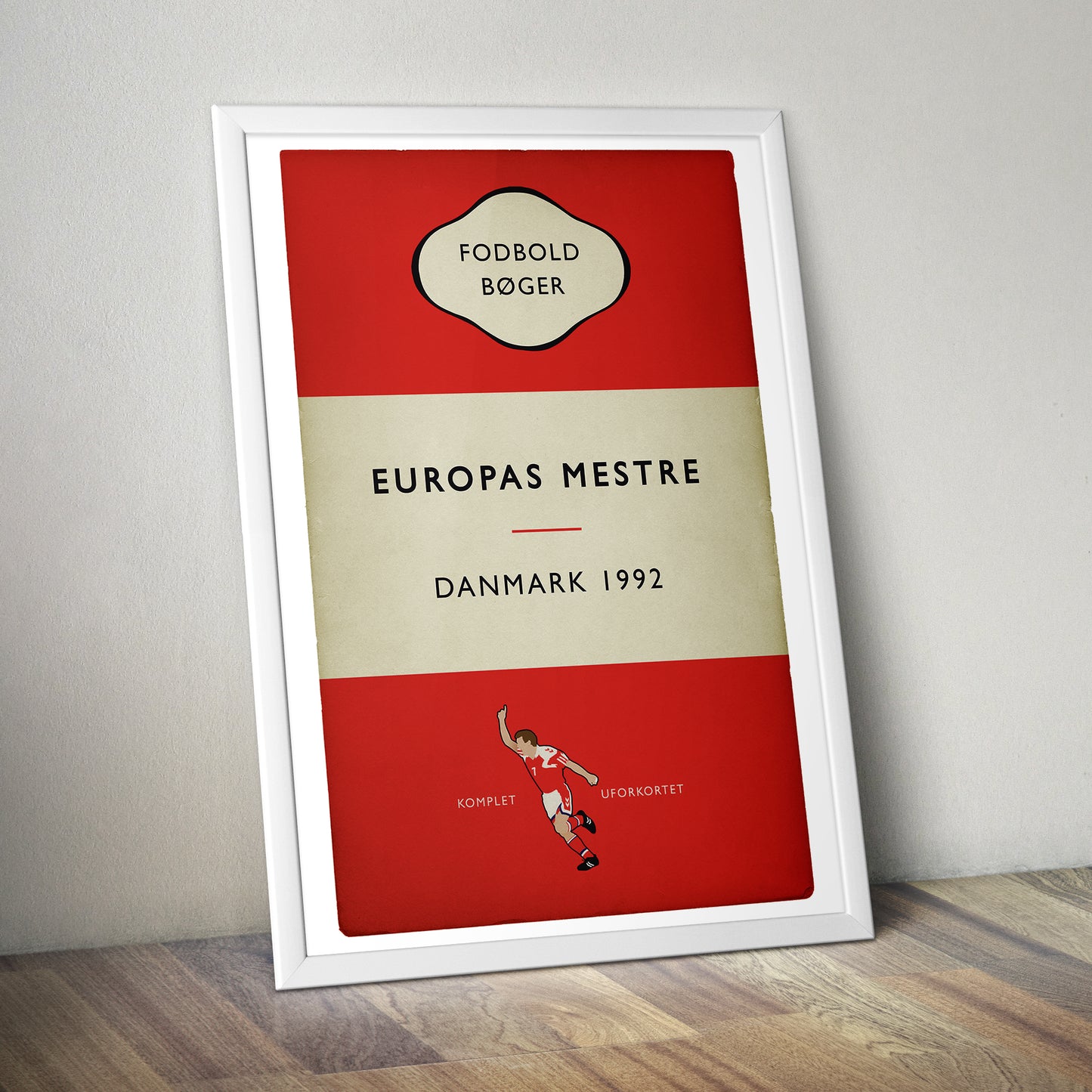 Danmark - Denmark - Europas Mestre - European Champions 1992 - Sweden 1992 - John Jensen - Danish Flag Book Cover Poster (Various Sizes)