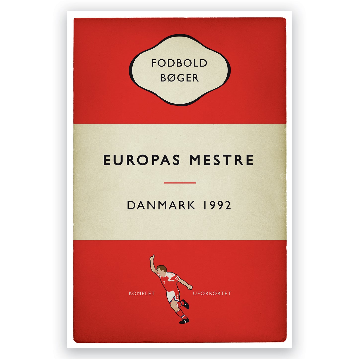 Danmark - Denmark - Europas Mestre - European Champions 1992 - Sweden 1992 - John Jensen - Danish Flag Book Cover Poster (Various Sizes)