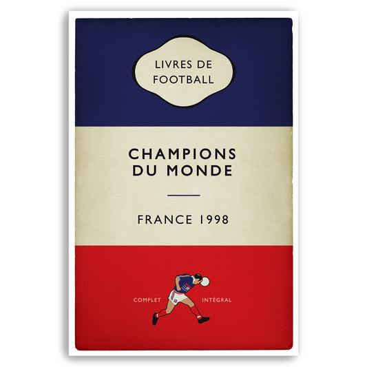 France - Champions du Monde - World Champions 1998 - Flag Book Cover Poster - Cadeau de football (Various Sizes)
