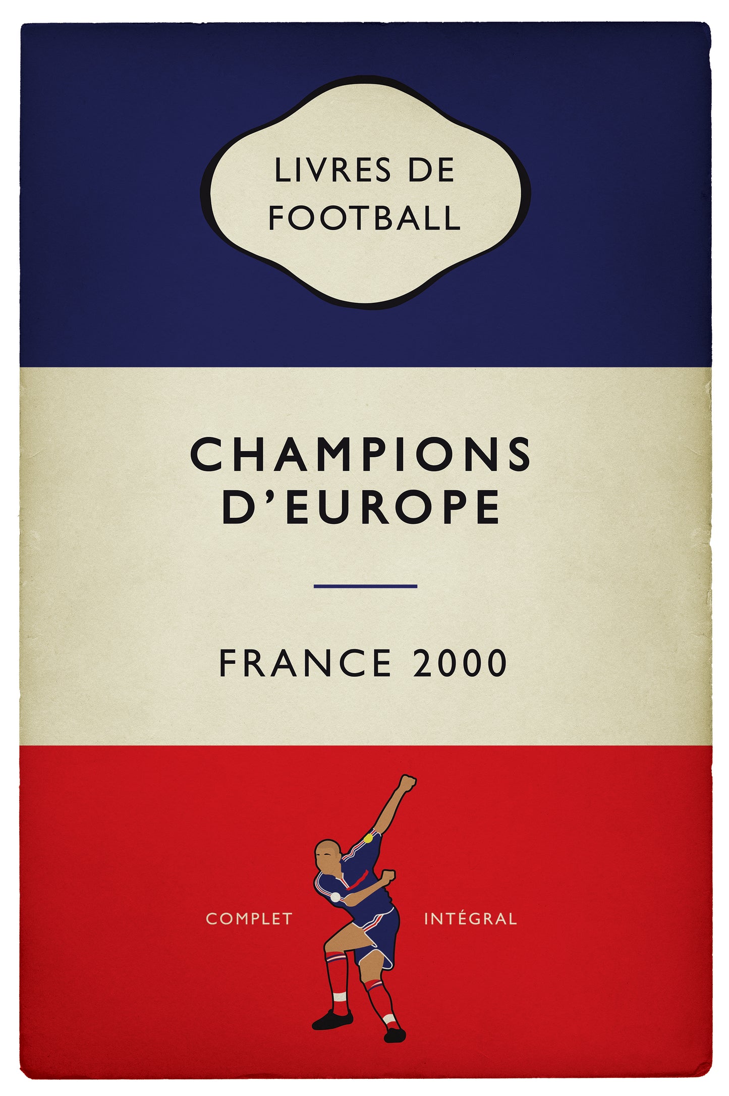 David Trezeguet Golden Goal - France 2 Italy 1 - Euro 2000 Final - Champions d'Europe - European Champions 2000 - Flag Book Cover Poster - Cadeau de football (Various Sizes)